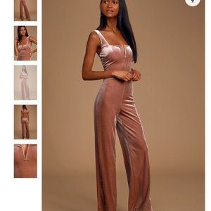 Lulu's Music To My Ears Mauve Velvet Wide-Leg Jumpsuit
